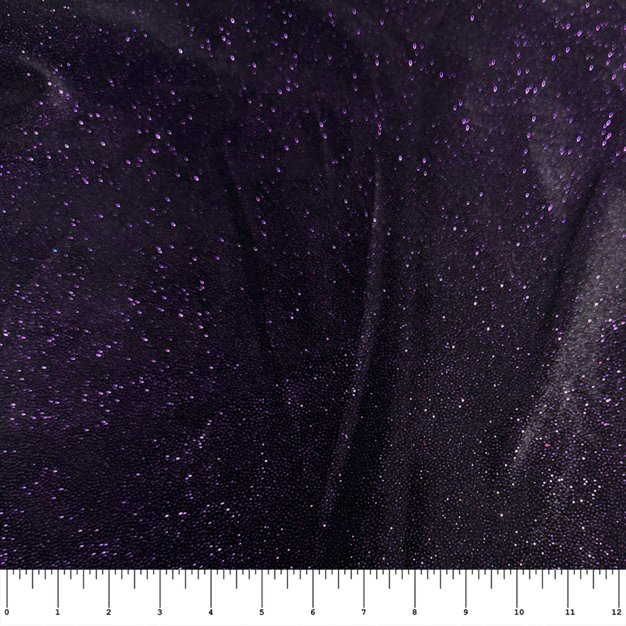 Feldman Black with Purple Sparkle Stretch Velvet Fabric